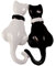 Damen-Brosche Katzen Anstecknadel schwarz-weiss Emaille Versilbert Handbemalt