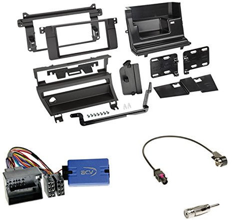 Einbauset : 2-DIN Radioblende - schwarz + JVC LFB Adapter Set für BMW 3er E46 2001-2007 (1 Schalter)