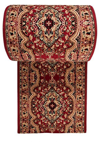 Läufer Teppich Flur in Rot - Orientalisch Muster - Kurzflor Teppichlaufer Verona Kollektion 80 x 500 cm
