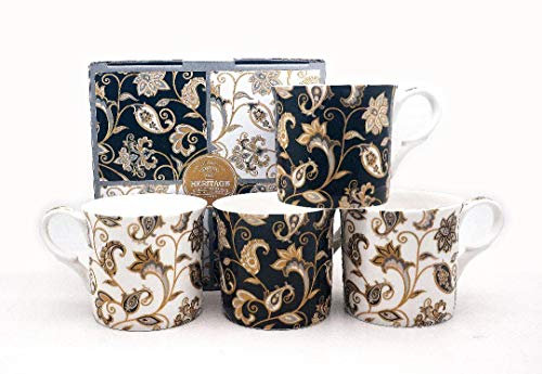 CHINA CAVE Set of 4 jacobean Mugs Gift Boxed Free UK DELIVERY