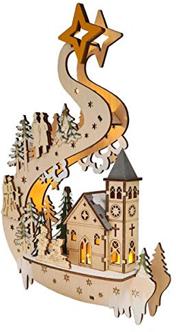 Wichtelstube-Kollektion LED Fensterbilder Weihnachten Holz beleuchtet inkl. Timer Schwibbogen Weihnachten