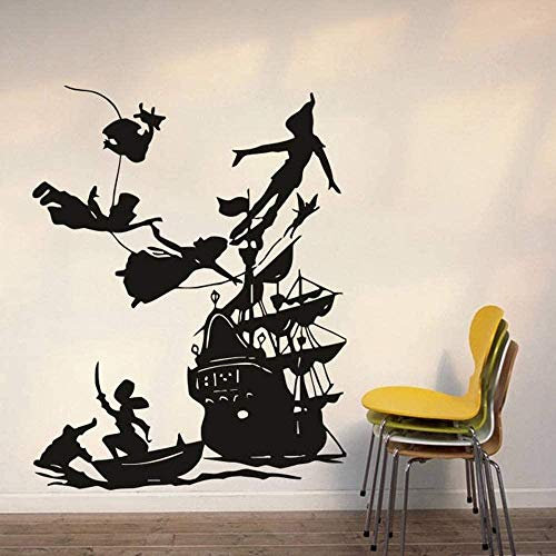 Adesivi murali Decorazioni per la casa Carta da parati Peter Pan Nave pirata Adesivo per camerette per bambini Boy Dream Cartoon 73X57cm