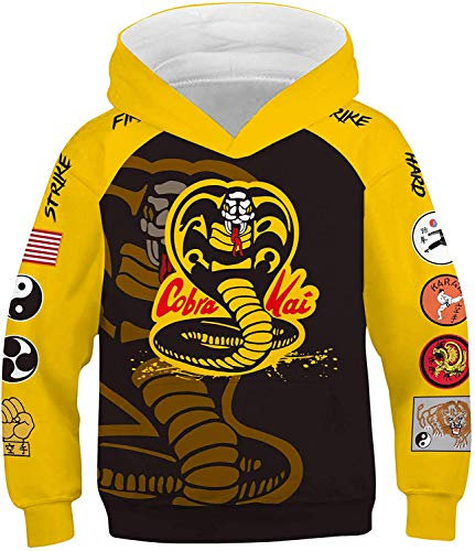 Karaté Kid Cobra Kai Sweats à capuche pour enfants Veste Casual Poing Imprimé À Capuche Pull-over
