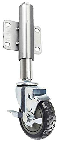 YCMY Lenkrollen 4 Zoll / 100mm Gefederte Torlaufrollen Schwere Gummi Schwenkrollen Räder Nylon Tor Rad Mit Bremsen Und Feder, Höhenverstellbar, Für Industrie, Zaunbeschläge, X1