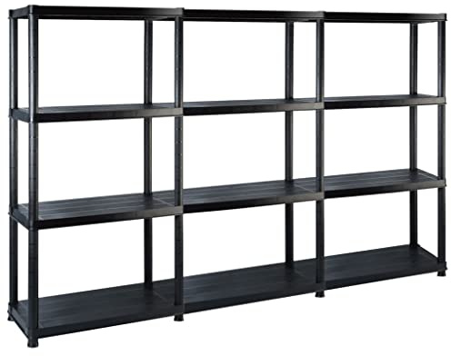 vidaXL Lagerregal mit 4 Böden Schwarz 183x30,5x130 cm Kunststoff