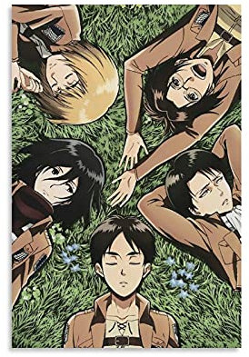 GNKIO Anime Poster Attack on Titan Eren Armin Levi Leinwand Kunst Poster und Wand Kunst Bild Druck Moderne Familie Schlafzimmer Dekor Poster 12x18inch(30x45cm)
