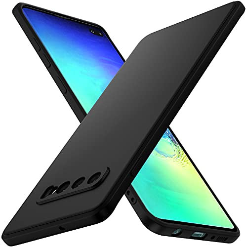 ivoler Noir Mat Coque pour Samsung Galaxy S10+ / Samsung Galaxy S10 Plus avec Protection Caméra, Ultra Mince Étui de Protection en Silicone Antichoc, Souple TPU Anti-Rayures Bumper Housse