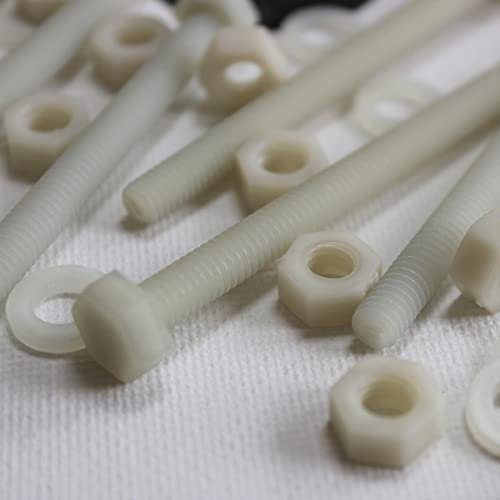 20 x testa Esagonale in super nylon, M6 x 70mm, rinforzato con riempimento in vetro, viti macchinari, Dadi e bulloni di plastica, Rondelle,
