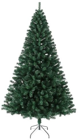 EVRE Classic Green Realistic Artificial Christmas Tree PVC Tips Pine Branches Metal Stand Easy Assembly Bushy Premium Fir Indoor Holiday Decorations (7ft)