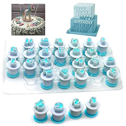 62 moldes de letras para hornear fondant, tamaño grande, minúsculas, números, hornear, juego de accesorios para tartas, galletas, mazapán