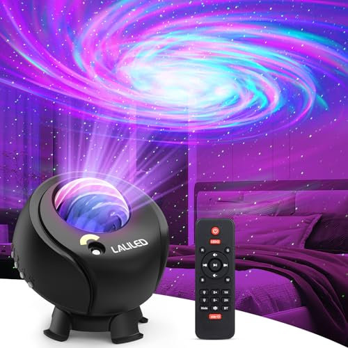Laliled Proiettore Stelle Galassia Soffitto Luce Lampada RGBW Proiettore Bambini Aurora con Altoparlante Bluetooth Luce Notturna Bambini con Telecomando-Nero