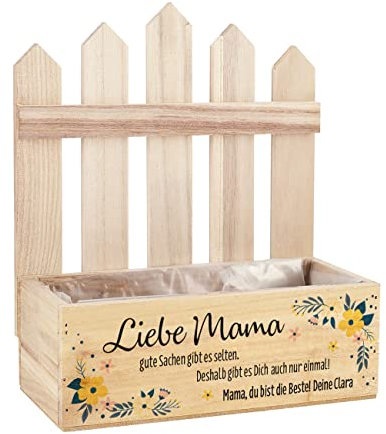 Herz & Heim® Geburtstags-Geschenk Pflanzkiste mit Personalisierung als Geschenkverpackung Liebe Mama, 23 cm x 27 cm x 10,5 cm (B/H/T)