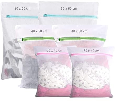 Dmjia® Sacchetti Lavatrice Biancheria 6 Pezzi, Retina per Lavatrice 40 cm - 60 cm 3 Diverse Dimensioni, Sacchetto Lavatrice con Copertura Protettiva con Cerniera, Molto Resistente