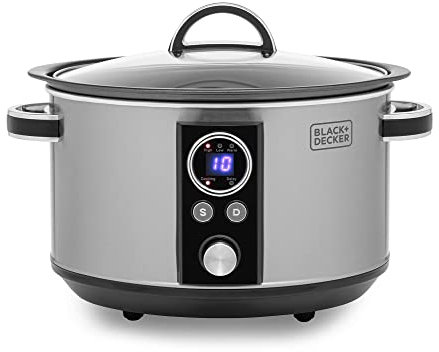BLACK+DECKER BXSC16044GB 3.5L Digital Sear & Stew Slow Cooker, Black & Chrome