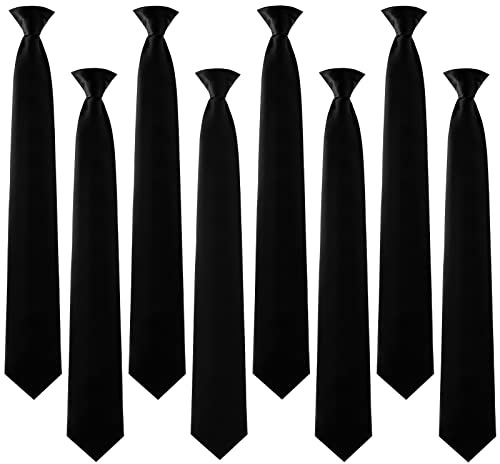 Janmercy Confezione da 8 fascette a clip solide da 50 cm per uomo magro formale cravatta da collo prelegate uniformi per ufficio scuola uniforme (nero), Multicolore, taglia unica
