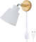 LZGS Go Swing Bands Lampada Da Parete Con Presa Per Interruttore Lampada Da Comodino Macaron Retrò Moderna Legno Moderne Lampada A Muro Orientabile E27 Luce Da Camera Da Letto Soggiorno (White Plug)