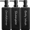 GMISUN Shampoo and Conditioner Dispenser, 17 Fl oz / 500ml Square Shower Gel Dispenser, Refillable Shampoo Bottles, Bathroom Plastic Black Shower Soap Dispensers, Modern Pump Bottle dispenser 3 Pack