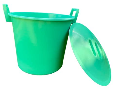 F & R Eimer 40 L, Kübel aus Kunststoff, mit Deckel & 2 Griffen für Einfaches Tragen, Behälter für BAU, Garten und Heimwerkarbeiten, Stabil & Bequem, Putzeimer, Mörteleimer