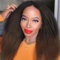 Queentas Yaki Perruque Femmes Noires Perruque Crépue Droite Sans Colle Cheveux Synthétiques Afro pour Cosplay (16in Marron)