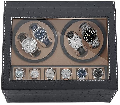 NOSTHEART Automatische Uhrenbeweger Box 4+6 PU Leder Luxuriöser Uhrenbeweger Uhrenvitrine für Automatikuhren mit Leisem Wechselstromadapter Watch Winder