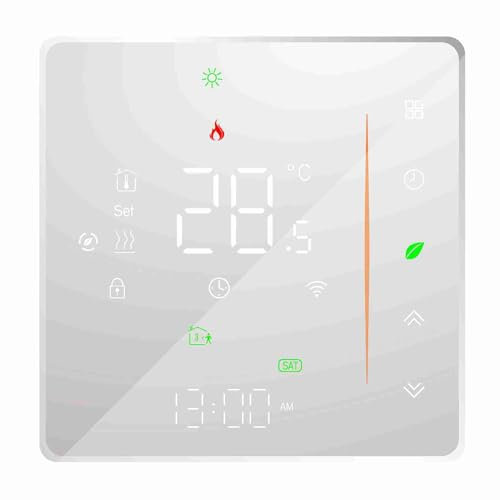 Decdeal WiFi Thermostat Wasser-Fußbodenheizung,Unterstützung Von TUYA/Smart Life,Google Home,Programmierbare, Mehrstufige Temperatureinstellung,2.4Gh-WLAN 3A(weiß)