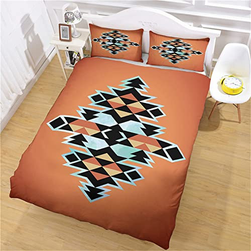 Bettbezug 200x200 Cm Geometrisches Dreieck In Orange 3D Kinder Bettwäsche Set Mikrofaser, Weich Bettbezüge 2 Kissenbezug 80x80 Cm Mit Reißverschluss, Druck Bettwäsche Set 3 Teilig, Weiche Microfase
