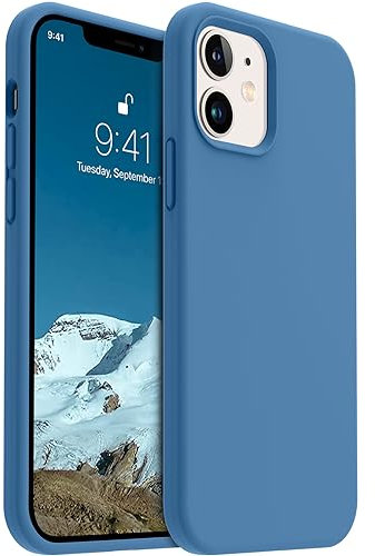 AOTESIER Kompatibel mit iPhone 12 und 12 Pro Hülle, 15,4 cm (6,1 Zoll), seidige Haptik, Premium, weich, Flüssigsilikon-Gummi, Anti-Fingerabdruck, Ganzkörperschutz, flexibler Stoßfänger (Azurblau)
