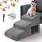Scaletta per Cani 3 Gradini, Masthome Scala per Cani in Spugna, Rampa Cane per Letto/Divano, Scale per Cuccioli, Gatti e Animali Anziani/Feriti, con Copertura Rimovibile e Lavabile (Grigio)