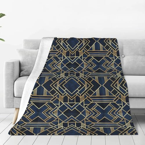 Decke Art Deco Fancy Blue Weiche Überwurfdecke Ganzjahres-warme Decken Leichte, Flauschige Flanellüberwürfe für Bett, Sofa, Couch 200X150 cm