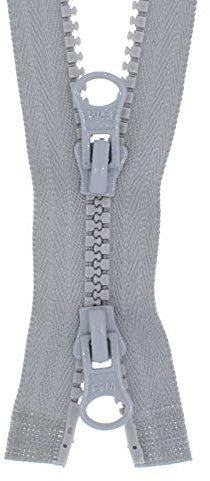2 Wege Reißverschluss Kunststoff Zähne Reißverschlüsse mit 2 Zippern 5mm trennbar (Hellgrau - 310, 60cm)