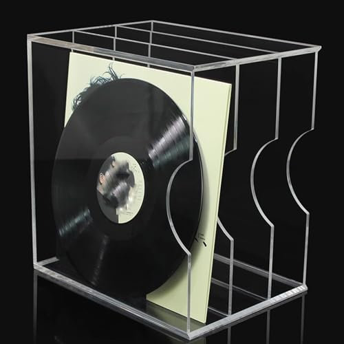FfiMe CD Storage Box Display Rack,DVD Holder Rack,Clear Acrylic Music Album Rack Three Grid Holds up to 55 Standard CD Cases for Media Shelf Storage and Organization (transparent)