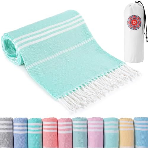Strandtuch Strandhandtuch Hamamtuch Strandtücher Beach Towel xxl Groß Strand Zubehör Strandlaken Damen Herren Hammam Tuch Strandhandtücher Strandzubehör Strandbadetuch Grün Geschenke für Frauen Männer