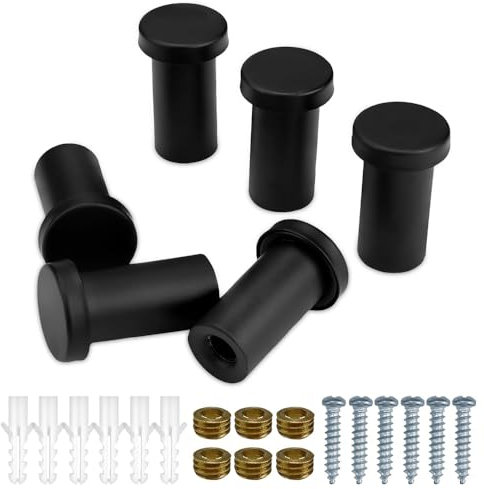 yotutun Patere Salle de Bain, 6 Pièces Crochets à visser Patère Murale Noirs Ronde Crochet Mural Acier Inoxydable Crochet a Visser pour Salle de Bain Chambre Cuisine