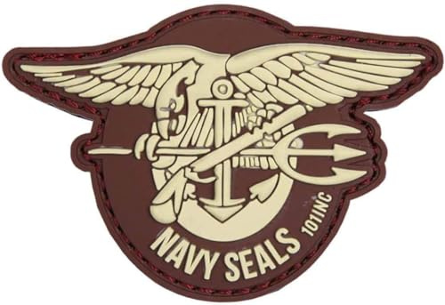 3D US Navy Seals PVC Emblem patch Aufnäher, Klett, Navy Seals (braun)