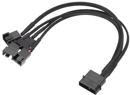sourcing map PC Fan Power Splitter Cable 4 Pin IDE to 4X 4 Pin Fan Connector Sleeve Extension Power Cable for PC Case Fan