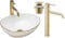 GTM Design Aufsatzwaschbecken Glanz Set mit Waschtischbatterie und Stopfen - Aufsatzwaschbecken Oval für Badezimmer - Modern Waschbecken ohne Hahnloch - Waschbecken mit Armature - Modell 7