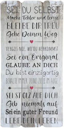 XXL Holzschild mit Spruch Sei du selbst Holzdeko-Schild Wandschild Holzbild MDF 60x30cm