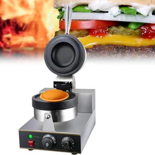 Dfdieratve Panini Press Brioche Burger Commercial Warmer, Ice Cream Panini Donut Doughnut Pan Machine, Electric Warmer Ice Cream Brioche Burger Maker