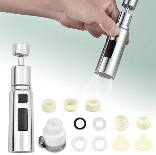 MININUSI Aérateur de Robinet, 360° Pivotant Aérateurs de Robinet M20/M22/M24 Mousseur Robinet Economie Eau Embout Robinet Cuisine 3 Modes Tête Douchette Evier Cuisine avec 5 Adaptateur pour Lavabo