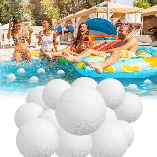 Freesdai Hot Tub Schaumabsorber, Abschäumbälle für Spa, Whirlpool und Poolschaum, Pool Must Haves 2024 Whirlpool-Skimmer, schwimmendes Whirlpool-Reiniger-Zubehör, um Wasser sauber zu halten, Weiß, 7,6