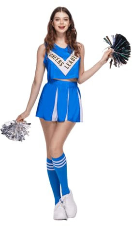 EraSpooky Cheerleader Kostüm Damen Karneval Kostüm Cheerleader mit Socken