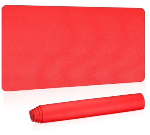 PATIKIL Large Desk Mat, 31x15 Non-Slip Waterproof PU Leather Large Desk Pad Large Desktop Protector Cover Dual Sided Desk Pad for Office Home Work Study, Red