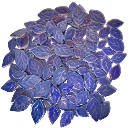 500 g zufällige schillernde Blätter, Keramik-Mosaikfliesen, kreative Keramik-Mosaikstücke in 3 Größen, für Bastelarbeiten, Blumentöpfe, Vasen, Tassen, Gartendekoration, Mosaikherstellung (Marineblau)