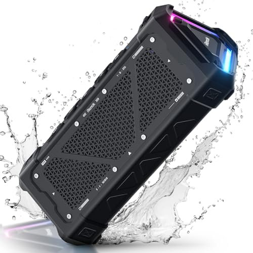 RIENOK S11 Cassa Bluetooth Potente Portatile IPX7 Impermeabile, Modalità Voce/Musica/Basso, Modalità Audio USB, Vero Stereo Senza Fili, Luce LED, Supporta TF, Ricaricabile Tipo-C