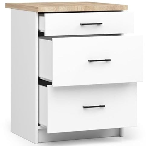 BDW - Küchenschrank Weiß - Schrank Küche mit Arbeitsplatte und Schubladen - Schrank 60 cm breit, 85 cm hoch - Küchenschränke Einzeln, Küchenmöbel Einzelteile