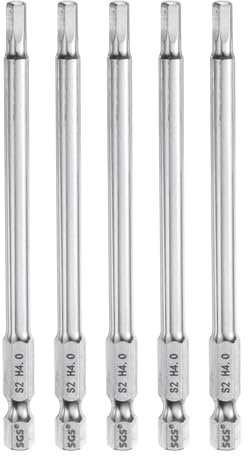sourcing map 5pcs Hex Head Wrench Drill Bit 4mm (H4) Metric 1/4 Hex Shank 100mm (4) Long Magnetic S2 Steel Screwdriver Bits Industrial Grade Hexagon Flat Tip Drill Bits for Screws