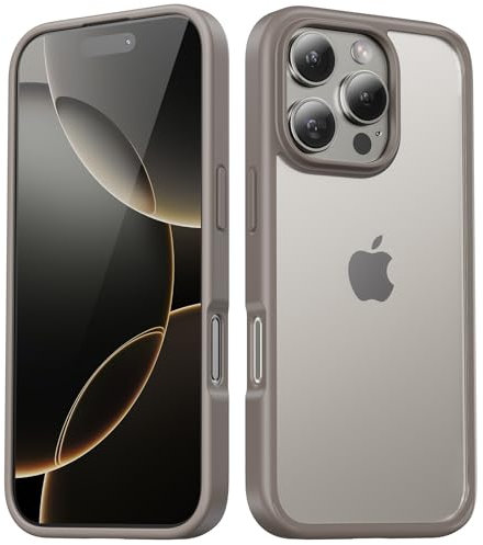 TIIXXA Matte Case for iPhone 16 Pro Case 6.3-Inch, Shockproof Drop Protection, Frosted Translucent Back Phone Cover, Anti-Fingerprint (Natural Titanium)