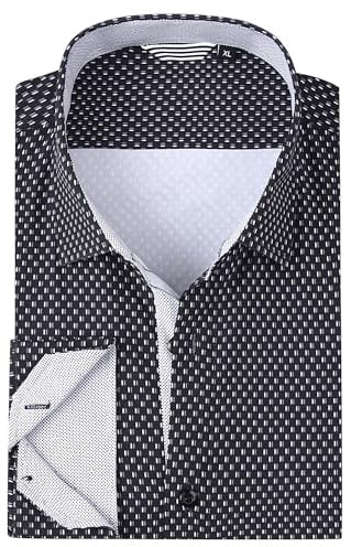Alex Vando Mens Printed Dress Shirts Long Sleeve Regular Fit Fashion Shirt, Black Twins 36, M