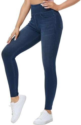 THE GYM PEOPLE Women's High Waist Jeggings Stretchy Pull On Skinny Jeans | Elastic Waistban, Butt Lift, Tummy Control, 4 Pockets, Moisture-Wicking, Soft, Breathable, for Fashion, Yoga, Work, Hiking