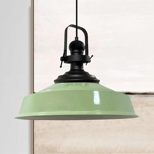 bamyum Asletl Pendelleuchte Minzgrün Metall Ø40 cm, Küchenlampe Hangend, Hängelampe Esstisch Vintage E27, Wohnzimmerlampe Industrial
